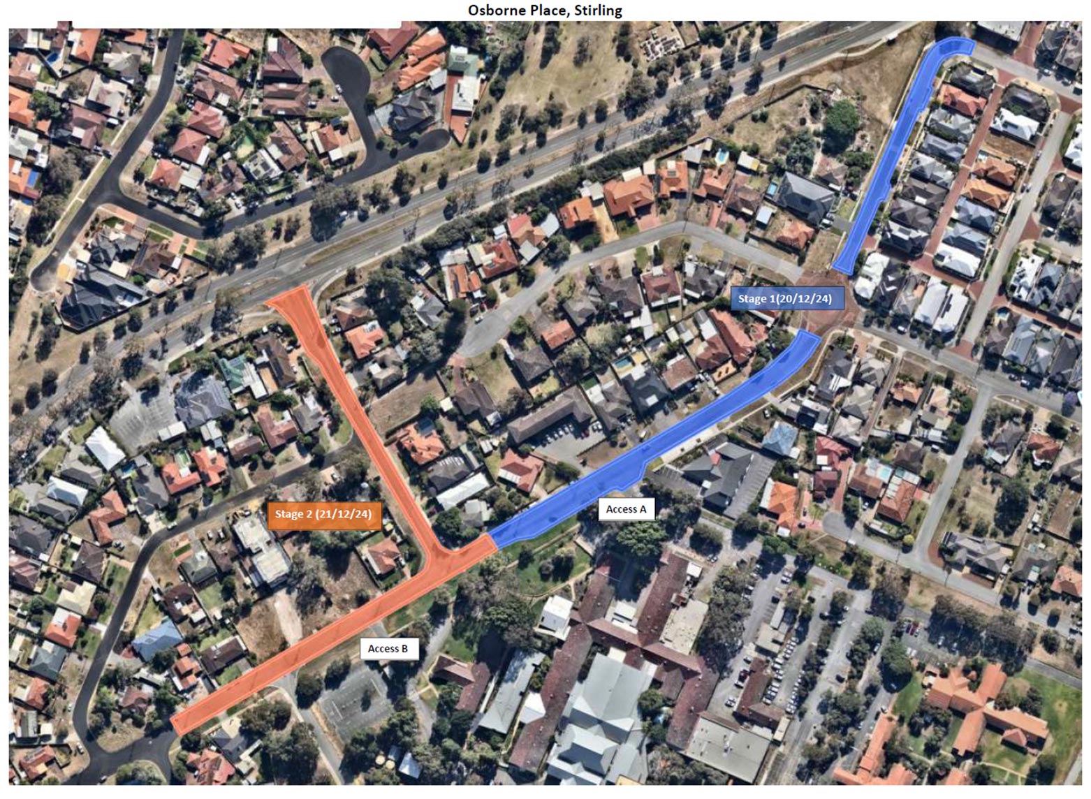 Osborne Park Hospital entry road closures 20 and 21 December - map