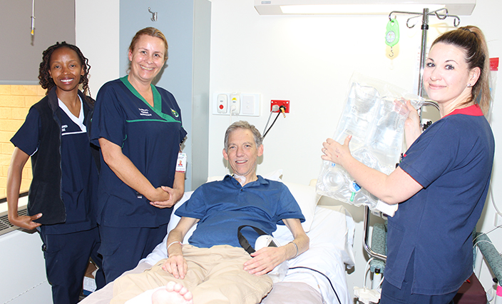 Gregory Nicholls receiving dialysis at OPH