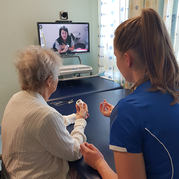 A patient receiving virtual care