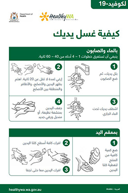 Arabic "How to wash hands" poster
